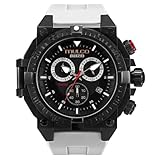 MULCO Watches for Men - Buzo, Stainless Steel Case with Wrist Silicone Band, Quartz Chronograph Movement, Large Face Analog Display, 100m - Waterproof (White)