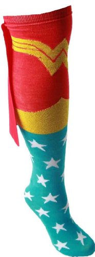 Wonder Woman Cape Knee High Socks Red/Multi Sock Size 9-11
