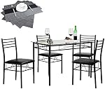 VECELO Ensemble de table à manger 4 Présidents [4 Placemats inclus], Noir