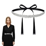 Ajcotahm Bridal Wedding Waist Belt, Silver Belt for Dress, Glitter Handmade Rhinestone Sash Crystal Belt with Adjustable Ribbon for Bride Women Formal Dress