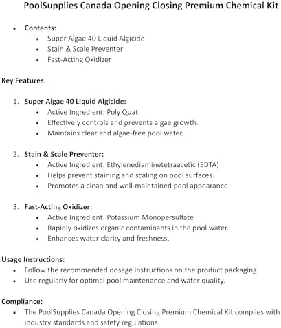 Pool Opening Kit & Closing Kit for Above Ground & Inground Pool | Complete All-in-One Treatment (100,000L) | Crystal Clear Water - Prevent Algae, Bacteria, Stains, Scale | Fast and Easy Maintenance - 4