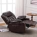 Ketaiyou Rocker Swivel Recliner Chair for Adults, Overstuffed Large Manual Recliner Glider with Massage and Heat, Comfy Soft Fabric Living Room Reclining Sofa Chair (Brown Leather)