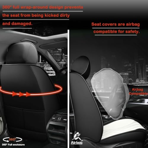 UCSYCX Car Seat Covers for Jeep Cherokee 2014-2023 Leather Seat Covers Waterproof Soft Car Seat Cover Protectors Comfort Automotive Seat Cover with Airbag(Black&Blue,2PCS Front) by UCSYCX - Used condition - Image 5