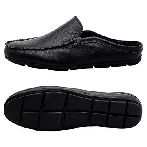 Image of Go Tour Mens Mules Clog Slippers Breathable Punching Leather Slip on Shoes Casual Loafers