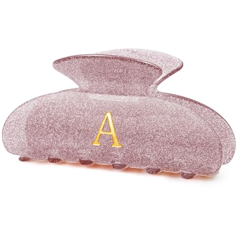Fycert Gifts for Women Teen Girls - Hair Clips Initial Personalized Claw | Birthday Gifts | Bridesmaid Gifts | Preppy Trendy Stuff Cute Hair Claws Accessories - Lavender,A