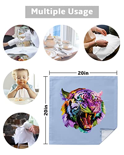 4 Pcs Soft Cloth Napkins, Napkins Cloth Washable, Color Tiger Pop Art Style Reusable Dinner Napkins For Wedding, Party, Easter, Dinners (20"X20") #TOP4