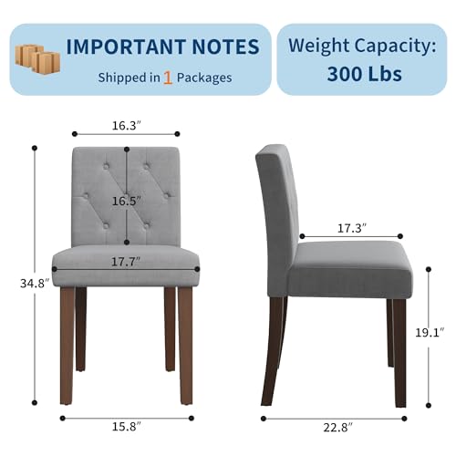 Garvee Upholstered Dining Chairs Set of 2, Fabric Kitchen Chairs, Gray by Garvee - Used condition - Image 2