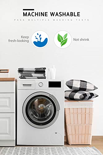 Syntus Set Of 2 Buffalo Check Throw Pillow Covers Farmhouse Outdoor Plaid Square Pillow Cushion Case Black And White Polyester Linen For Christmas Thanksgiving Decor Car Bed Sofa, 18 X 18 Inches #TOP3