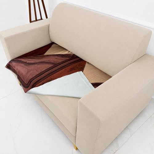 Image of Homerz Premium 'Luxe Series' Holland Velvet Sofa Cover | Smooth Finish | Anti-Skid Fleece Backing | Soft Touch Couch Protector for Living Room (Urban Dune, 2 Seater, Only Seat Cover)