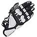 S1 Gants de Moto en Cuir Anti-Chute Antidérapant Respirant Gants Doigts Complets pour Équitation en Plein Air, Equipement de Course Professionnel,White,M
