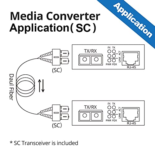 Image of 10Gtek Gigabit MultiMode Fiber to Ethernet Media Converter, Dual SC, 1000Base-FX to 10 /100 /1000Base-Tx Gigabit MMF Fiber SC to Copper RJ45 Ethernet Converter, UL Certified, 2km, Pack of 2