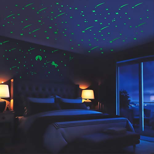 IMIKEYA 289 peças de adesivos de parede luminosos, autoadesivos de estrelas fluorescentes, adesivos