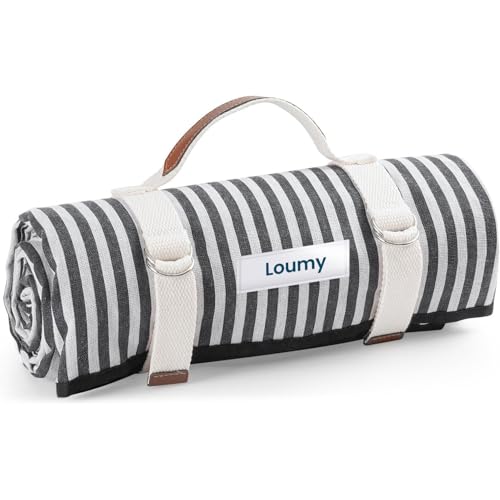 Loumy Large Picnic Blanket 200150 cm Waterproof & Sandproof Foldable Outdoor Mat for Beach Camping Park & Family Picnics | Portable with Carry Strap. Camping/Travel/Hiking/Foldable/Grass