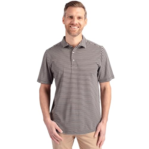 Image of Cutter & Buck Mens Short Sleeve Virtue Eco Pique Stripe Recycled Mens Big and Tall Polo