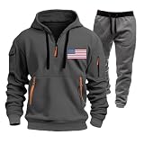 Men Sweatsuits Sets 2 Piece Casual Sweat Suits Running Pullover Hoodies and Sweatpants-American Flag