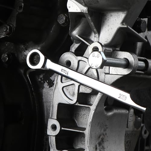 Image of SK Extra Long Ratcheting Wrench Set, Double Box End Wrench Set, 12-Piece, Metric, 8 mm to 19 mm, 72-Tooth, Premium CR-V Construction, with Rolling Pouch