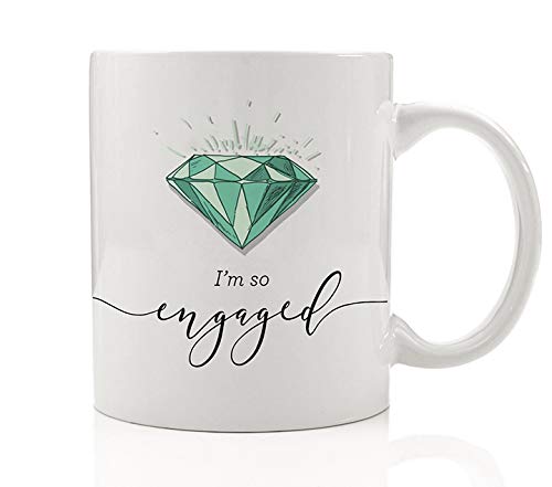 KALIDHAR I'm So Engaged Coffee Mug Gift Idea She Said Yes He Put A Ring On It Love Celebrate Fiance Fiancee Happy Bride to Be Girlfriend Radiant Sparkling Diamond 11oz Joyful Ceramic Cup