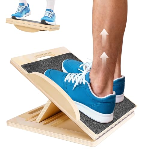 Tabla de equilibrio y tabla inclinada de madera, ajustable, para ejercicios de fisioterapia, entrenamiento de equilibrio, 1,8 cm de grosor de la placa de madera, para sentadillas, estiramiento