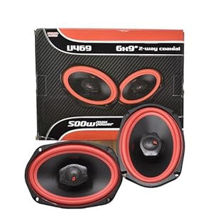 Cerwin Vega 6×9 inch 2-Way Coaxial Car Speakers Vega Series 500 Watts Power 4 Ohm Titanium Dome Tweeters Red Rubber Surround, Premium Car Audio System, 2 Units V469