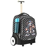 UNIKER Rolling Backpack, 6 Inch Silent Large Wheels, Stair-Climbing Quiet Wheeled Laptop Bag, 40L Water Resistant Travel Bag for Men Women,T5- Fortune Bear