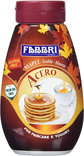Fabbri Topping - Salsa dulce de acero con jarabe de arce para pancake y yogur, 220 g, sin gluten, salsa de postre lista para usar