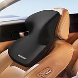 Meikaso 車ヘッドレスト 特大頭首肩一体型ネックパッド首クッション ネックピロー 頸椎サポート 低反発 メモリーコットン 通気設計 高密度 アップグレード ハイエンド 取り付け簡単 調節可能 洗濯可 長時間運転 車用品 車中泊 首枕 旅行 オフィスチェア 自宅用 母の日 父の日 敬老の日 プレゼント (1-ブラック)