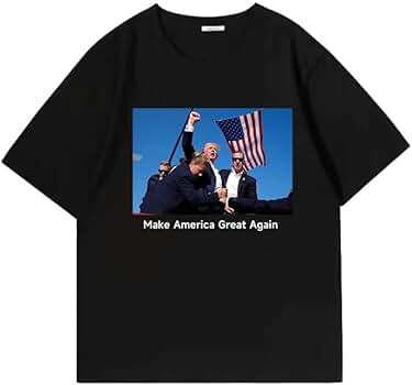 Amazon | トランプ大統領襲撃事件写真プリントTシャツ 暗殺未遂