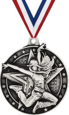 Crown Awards Dance Medals - 2" Silver Hip Hop Dancer Award Medals
