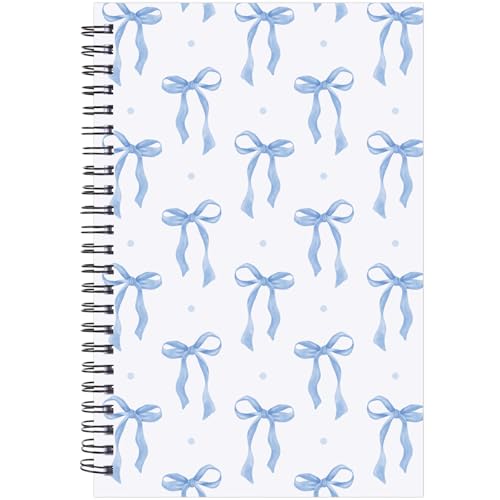 INCOK Blue Bow Notebook - Coquettte School Supplies Bow Journal Cute Note Book Preppy Back to School Stuff Study Supplies Stationery for Students Girly Teen 5.5x8.3 Inches