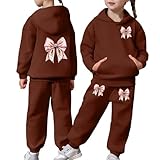 Girls Sweatsuit 2 Piece Outfits - Hoodie Sweatshirts And Sweatpants with Pockets Fall Winter Fashion Jogger Sets Pink Purple