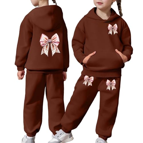 Girls Sweatsuit 2 Piece Outfits - Hoodie Sweatshirts And Sweatpants with Pockets Fall Winter Fashion Jogger Sets Pink Purple