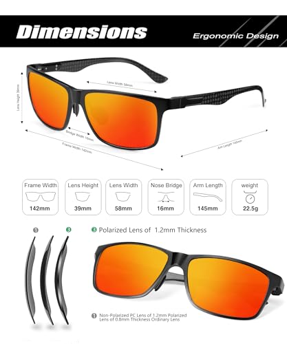 Image of ANYLUV Polarized Sunglasses for Men Rectangular Classic Al-Mg Metal Frame Sun Glasses Mens Sunglasses with UV Protection