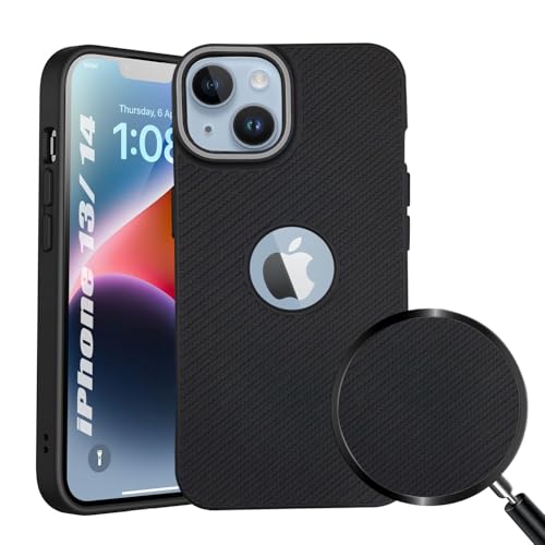 Image of LIRAMARK Rugged Carbon Fibre TPU Armor Silicone Back Cover Case for iPhone 14 / iPhone 13