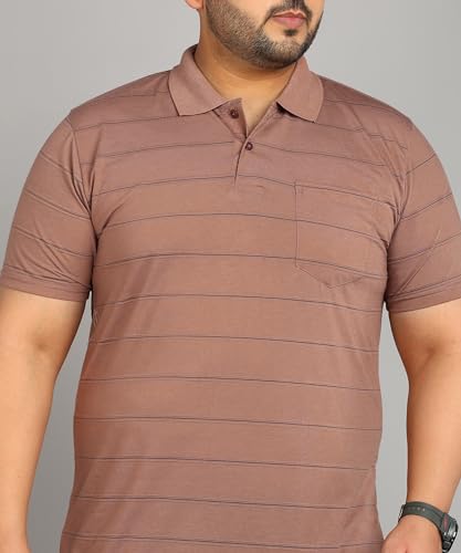 Image of INKKR Plus Size Men's Regular Fit Striped Polo Tshirt Combo