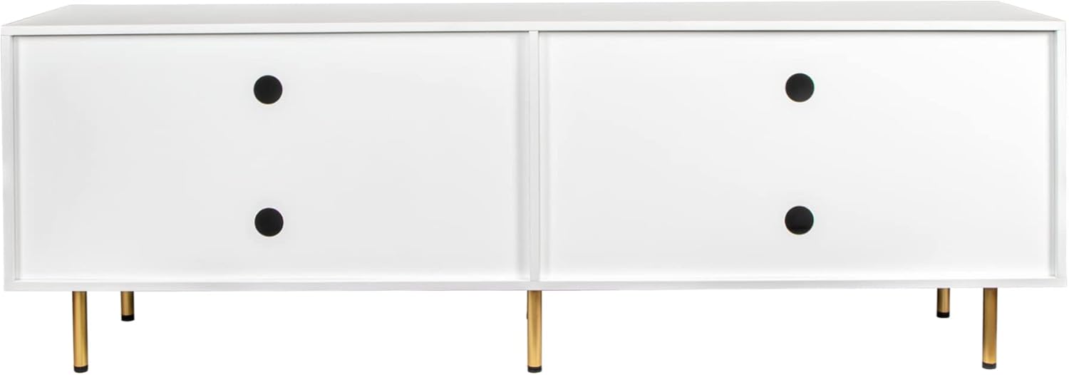 Knocbel Modern TV Stand for Television up to 80 Inches, Entertainment Center with 4 Doors and 2 Storage Cabinets with Metal Legs 70.86" W x 15.75" D x 23.62" H White