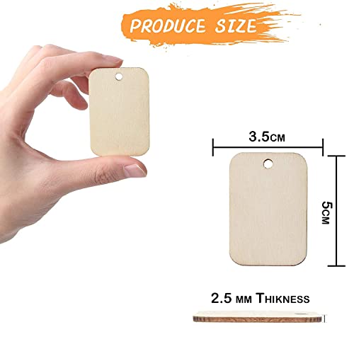 Image of MDF Cutouts | Wooden Cutout for Craft | Pine Wood | Unfinished Tags for Key Chain, Crafts, Xmas, Decorations, Painting | Resin Art Work | MDF Board Cutouts, Rectangle- [50pcs]-[5cmx3.5cm]