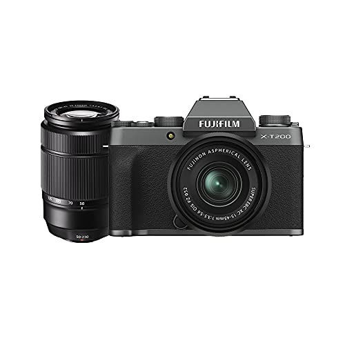 Image of Fujifilm X-T200 Mirrorless Camera Body with 15-45 mm + 50-230 mm Dual Lens Kit - Dark Silver