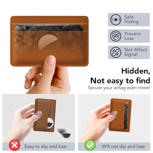 for AirTag Wallet Holder 2 Pack Ultra Thin, Wallet Card Holder for AirTag 1st/2nd Generation, Slim Thin Air Tag Card Case for Purse, Handbag, Backpack, Clutch, Luggage, Badge, Passport (Black/Pink) - Thumbnail 3