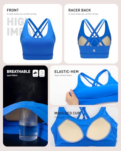 Image of RUNNING GIRL High Impact Sports Bra for Women,Criss-Cross Back Top with Moulded Cups Womens Sports Bra High Support