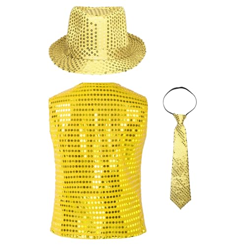 JEYPINMI Boys Girls Jazz Hip Hop Dance Waistcoat Choir Fancy Show Sequins Vest Sleeveless Jacket3