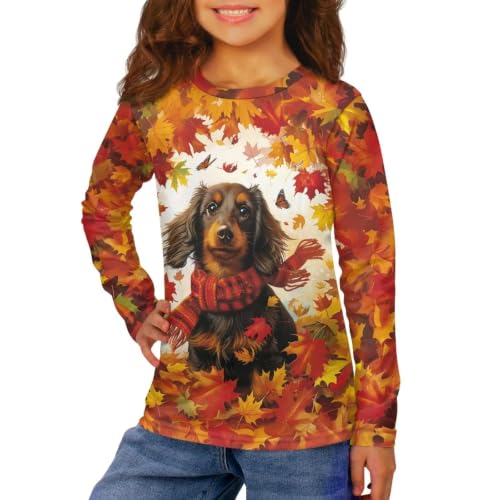 Image of Girls Long Sleeve Shirts Casual Crewneck Soft T-shirts for Girls 3-16 Years Old