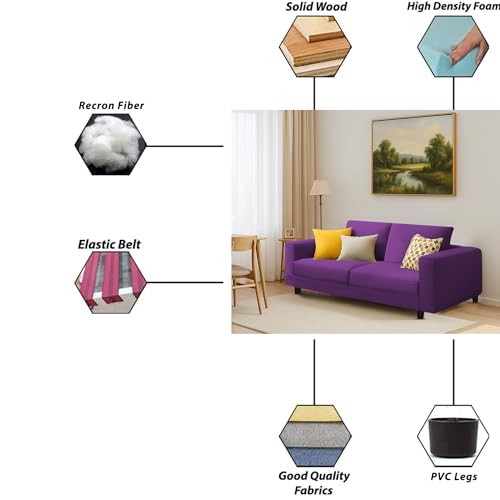 Image of Galib 2 Seater Sofa Set for Living Room (Purple Fabric) Premium Fabric Sofa Set