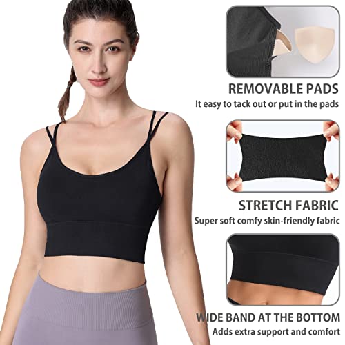 Image of High Support Sports Bras for Women,Criss Cross Strappy Back Seamless Padded