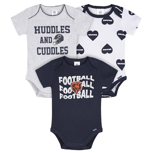 Gerber Baby Girls NFL 3-Pack Onesie Bodysuit Bears 6-12 Months