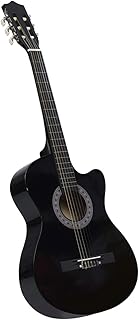 CHARMMA Western Classical Cutaway Guitar with 6 Strings Black 38