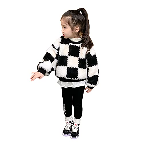 Children's Wool Sweater Winter top Girl's Chessboard Pullover