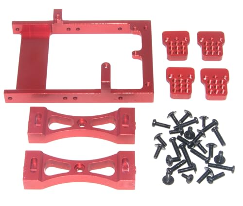 Servo Mount & Fixed Bracket & Extender Seat Mount Compatible with 1/12 MN D90 D91 Parts D96 99S MN99S and 1/16 C14 C24 C34 B14 B24 RC Car Aluminum Alloy Upgrade Replace(Red)