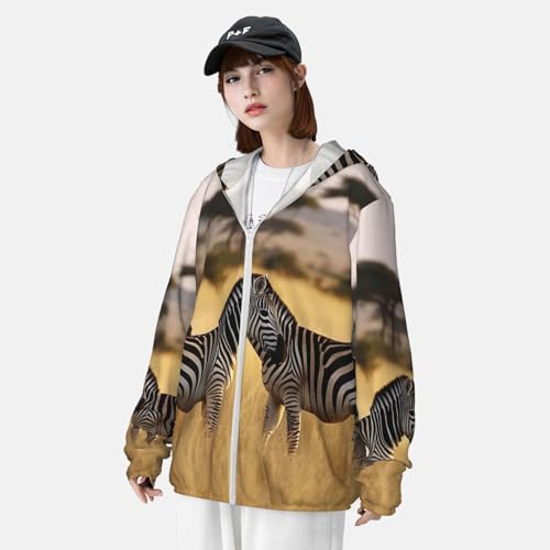 Men's Sun Protection Shirts Africa Grassland Zebra Long Sleeve Sun Shirt for Fishing Running Hiking Swim4