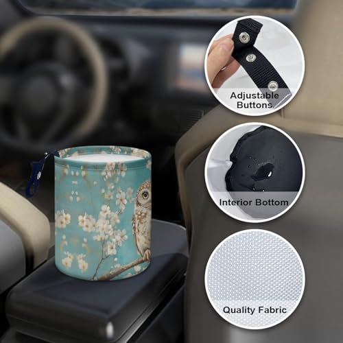 Image of Owl Floral Car Trash Can Garbage Bin Universal Hanging Cars Garbage Can Cars Interior Accessories Fit Most Vehicle SUV Truck