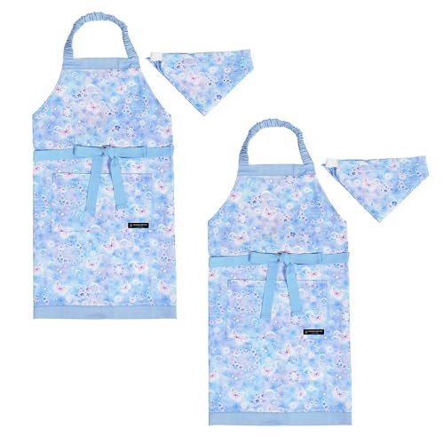 COLORFUL CANDY STYLE 子どもエプロン (130〜160cm) ムーンライトバタフライ 2枚セット 女の子 かわいい 子供用 子供 こども エプロン 三角巾 セット ゴム キッズエプロン おしゃれ 幼児 小学生 かわいい 小学校 N125